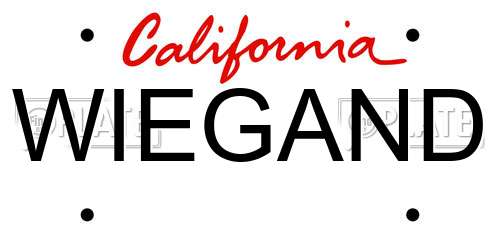 WIEGAND California License Plate