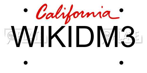 WIKIDM3 California License Plate