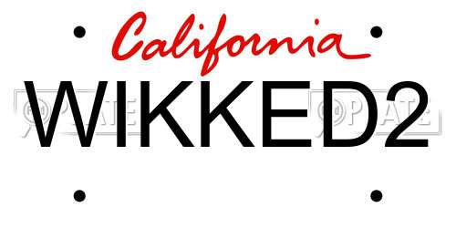 WIKKED2 California License Plate