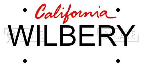 WILBERY California License Plate