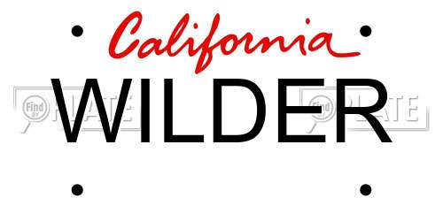 WILDER California License Plate
