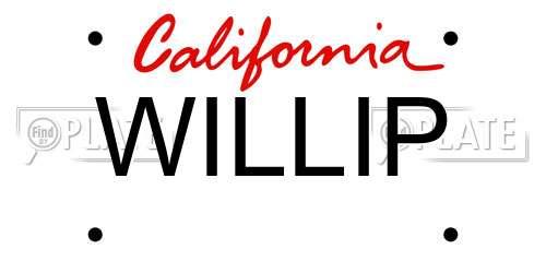 WILLIP California License Plate