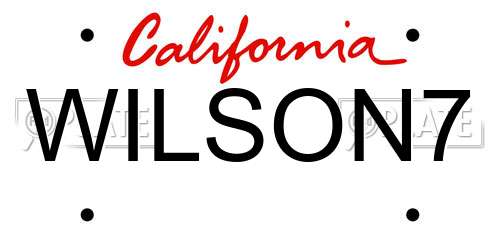 WILSON7 California License Plate