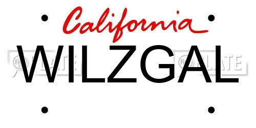 WILZGAL California License Plate