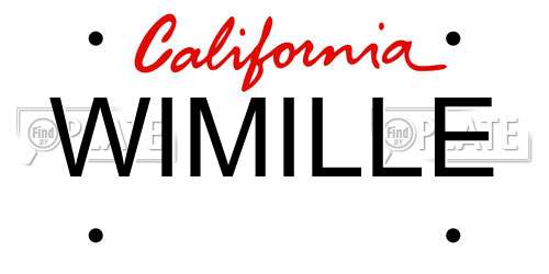 WIMILLE California License Plate