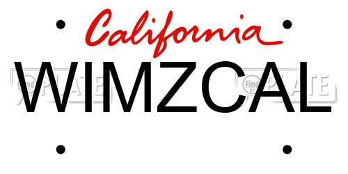 WIMZCAL California License Plate