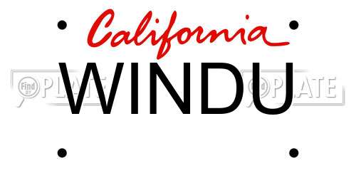 WINDU California License Plate