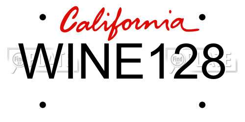 WINE128 California License Plate