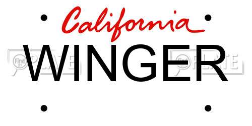 WINGER California License Plate
