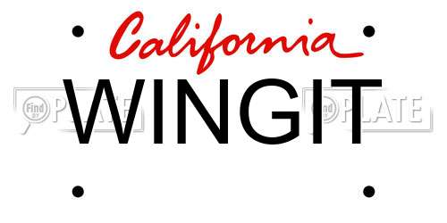 WINGIT California License Plate