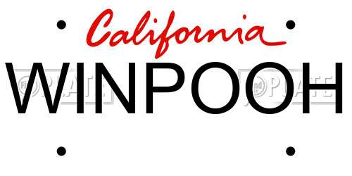 WINPOOH California License Plate