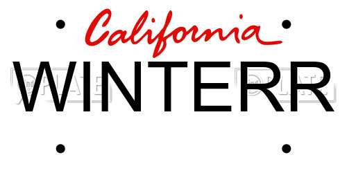 WINTERR California License Plate