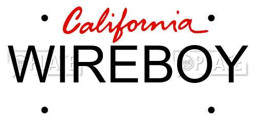 WIREBOY California License Plate