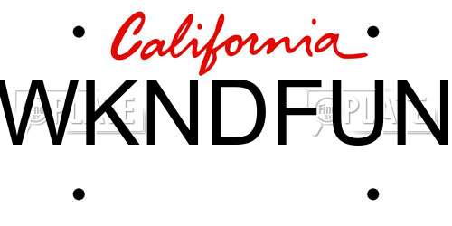WKNDFUN California License Plate