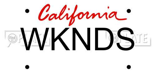 WKNDS California License Plate