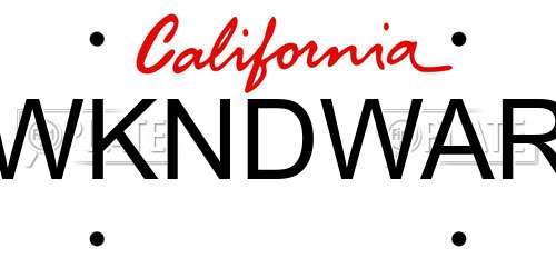 WKNDWAR California License Plate