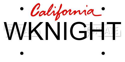 WKNIGHT California License Plate
