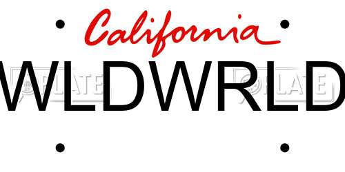 WLDWRLD California License Plate