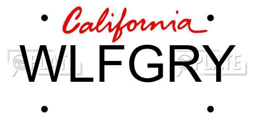 WLFGRY California License Plate