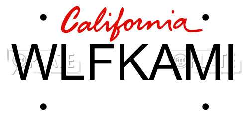 WLFKAMI California License Plate