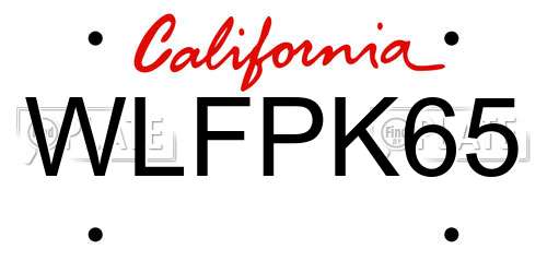 WLFPK65 California License Plate