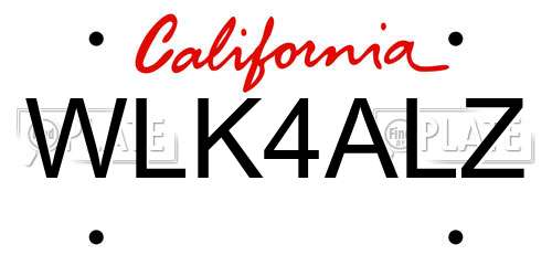 WLK4ALZ California License Plate