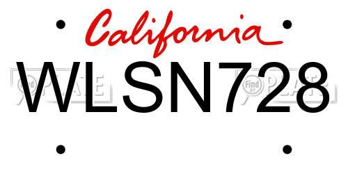 WLSN728 California License Plate