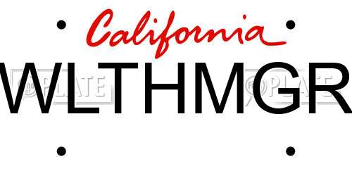 WLTHMGR California License Plate