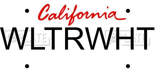 WLTRWHT California License Plate