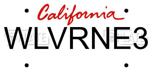WLVRNE3 California License Plate
