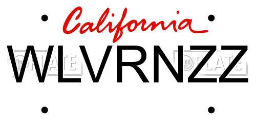 WLVRNZZ California License Plate