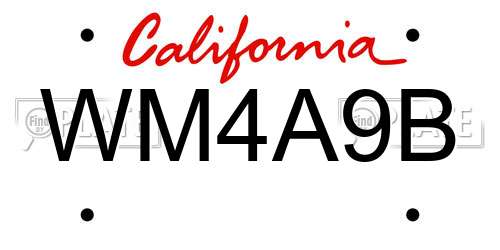 WM4A9B California License Plate