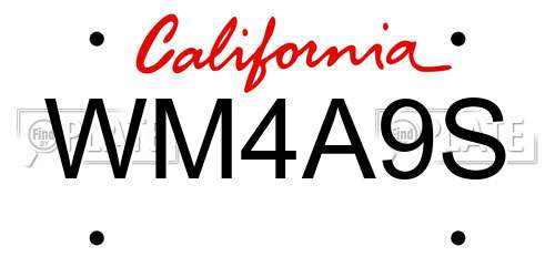 WM4A9S California License Plate