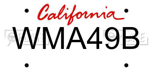 WMA49B California License Plate