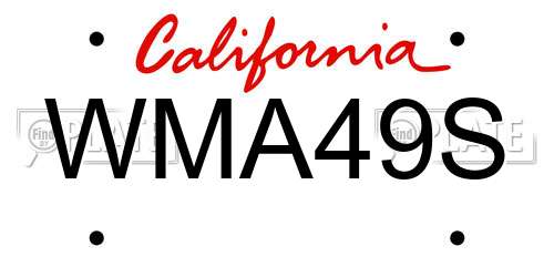 WMA49S California License Plate