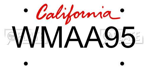 WMAA95 California License Plate