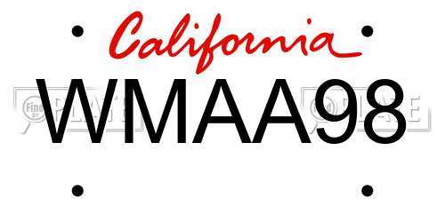 WMAA98 California License Plate