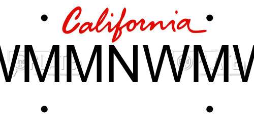 WMMNWMW California License Plate