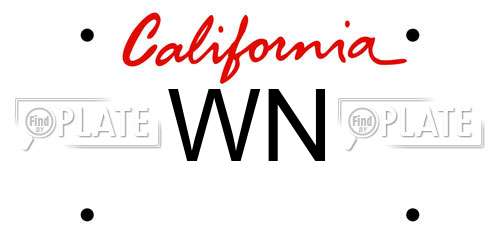 WN California License Plate