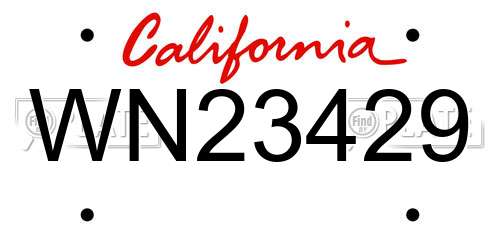 WN23429 California License Plate