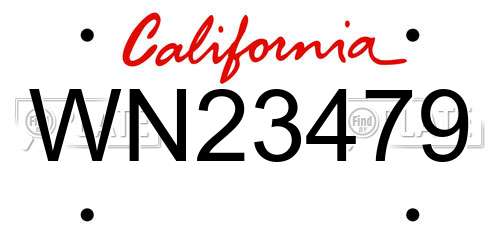 WN23479 California License Plate