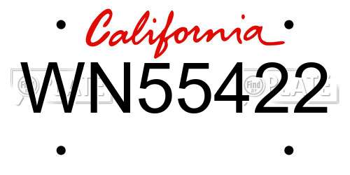 WN55422 California License Plate