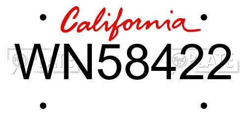 WN58422 California License Plate