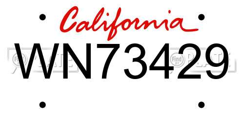 WN73429 California License Plate