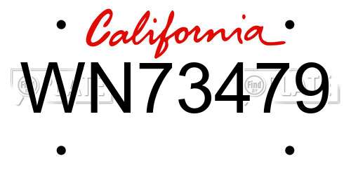 WN73479 California License Plate