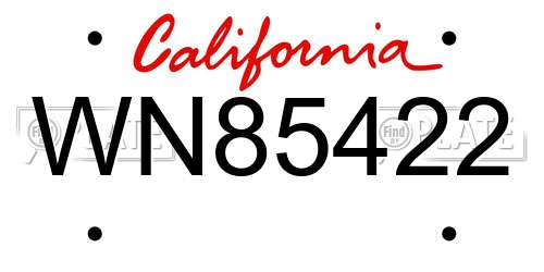 WN85422 California License Plate