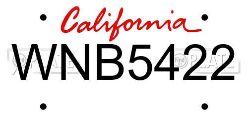 WNB5422 California License Plate