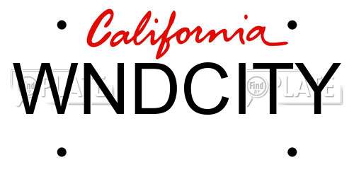 WNDCITY California License Plate