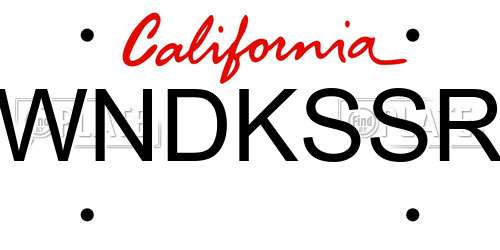 WNDKSSR California License Plate