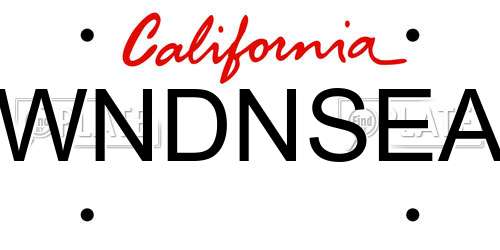 WNDNSEA California License Plate